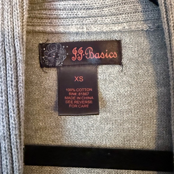 JJ Basics Light Gray Open-Front Ribbed Cardigan - Picture 3 of 3